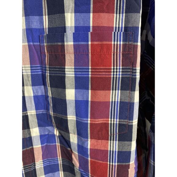 Izod Saltwater Blue & Red Plaid Long Sleeve Button Up Shirt Men's Size XL 46-48 - Picture 3 of 7